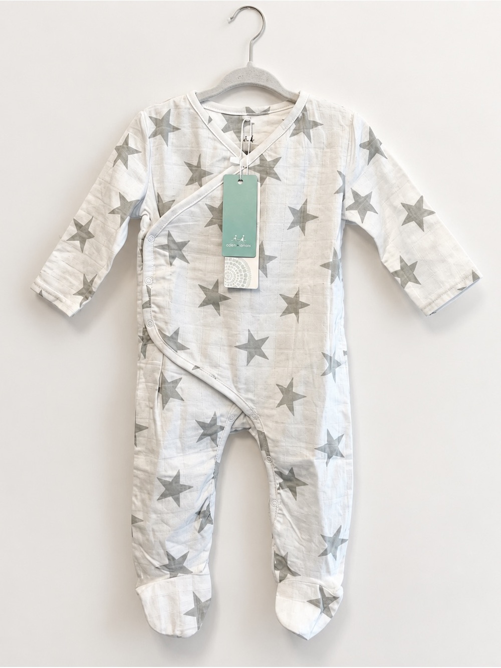 aden + anais Silver Star Muslin Footed Kimono Sleeper 6-9M NWT